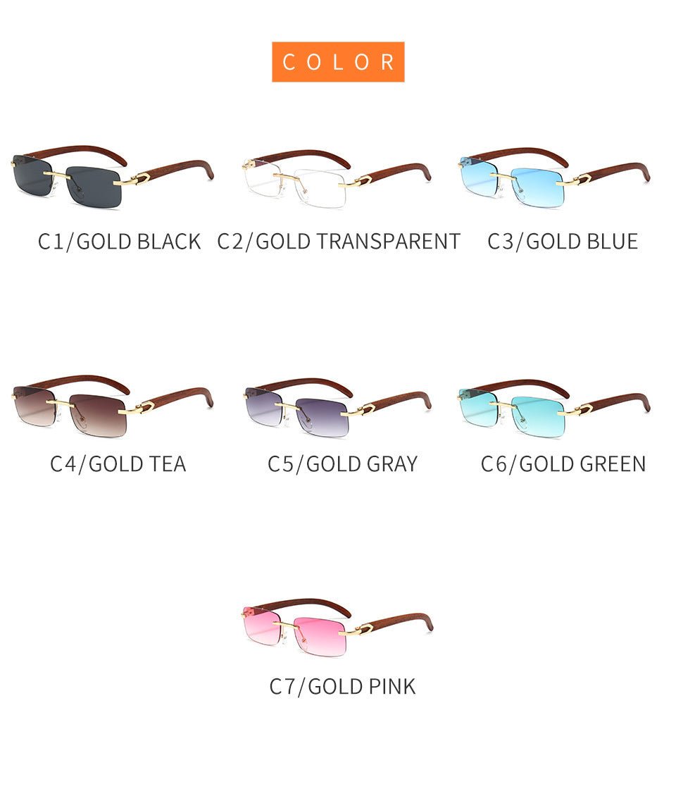 Stylish Frameless Eyeglasses with Exquisite Wood Grain Design