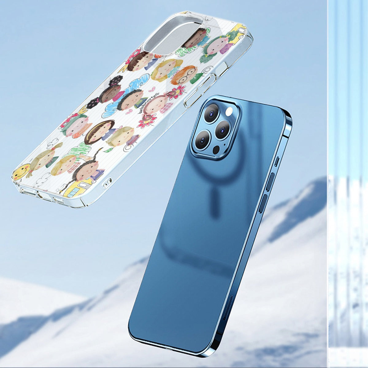 TPU Mobile Phone Case for iPhone 14 Series | Featuring Designs of Kids, Notebook, Rocket, Sun, Smiley, School Bus, Tree, Flowers, Hearts, Clouds, Nature, Ideal for Children, Boys, Girls, and Friendship (Designed by Dunbi)