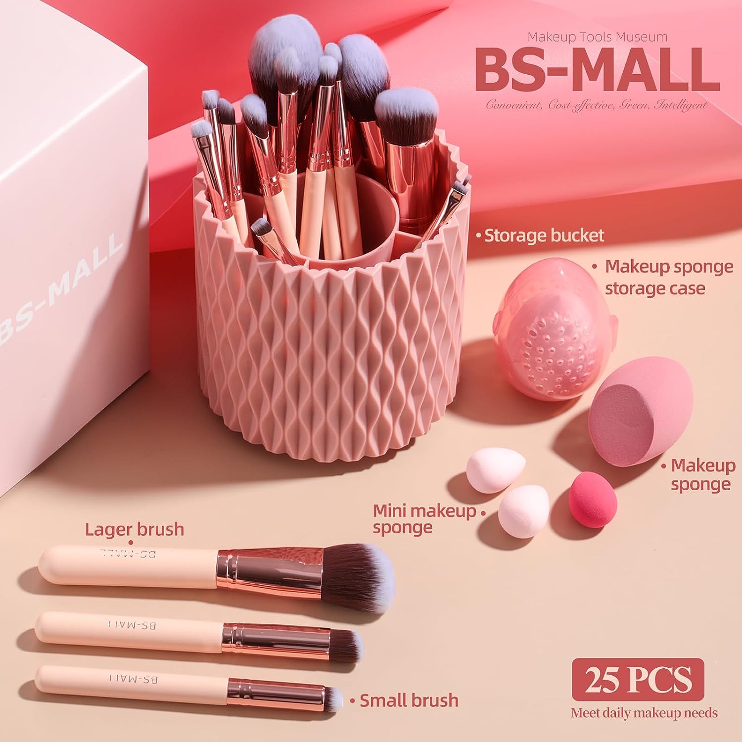 Premium Synthetic Makeup Brushes Set with Rotating Holder and Makeup Sponges