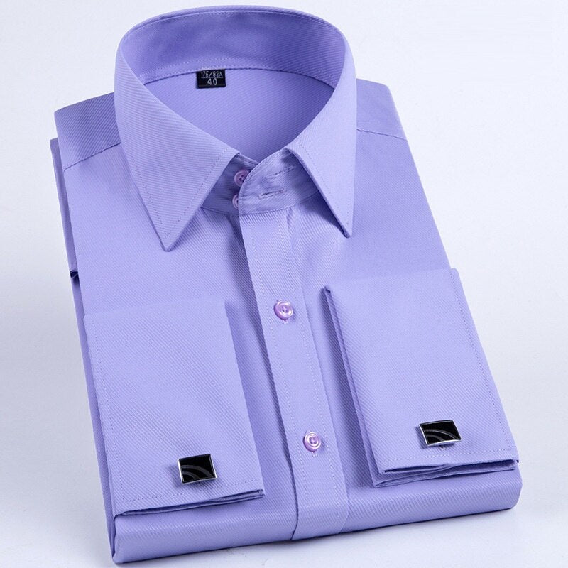 Men's Long Sleeve Turn-down Collar Solid Patchwork Button-down Casual Shirt