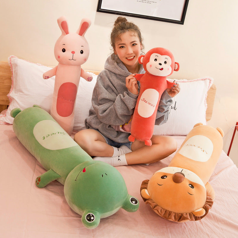 Soft Long Cylindrical Plush Toy Pillow in Multiple Animal Designs