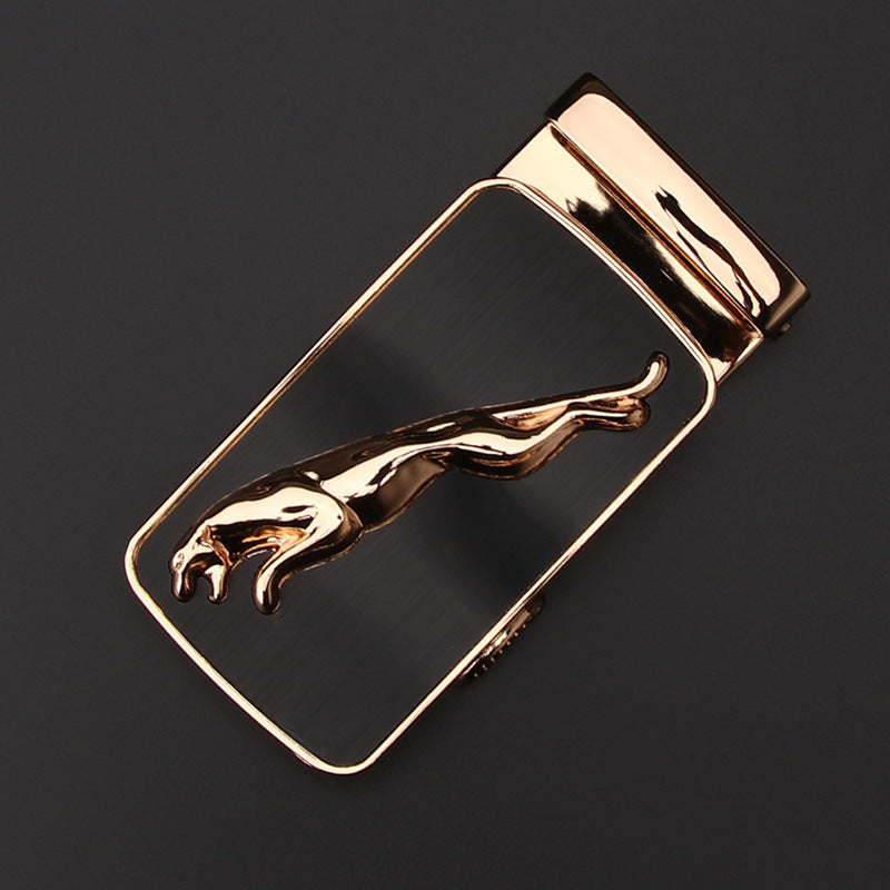 Men's Business Style Automatic Buckle Genuine Leather Belt for All Seasons