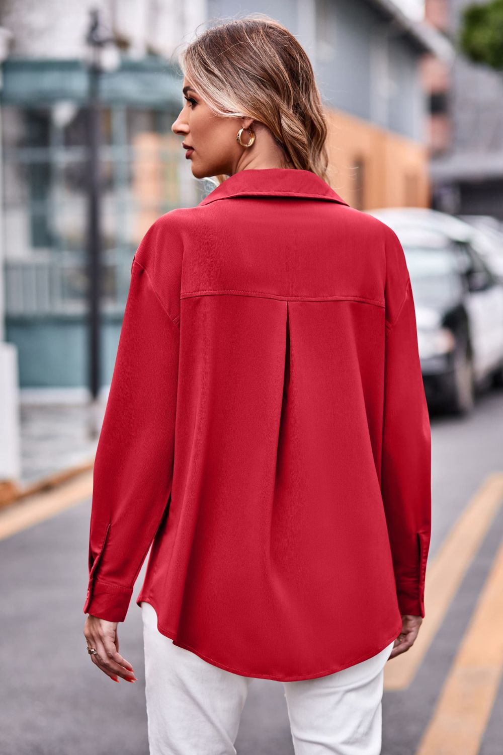 Casual Longline Dropped Shoulder Shirt with Functional Pockets