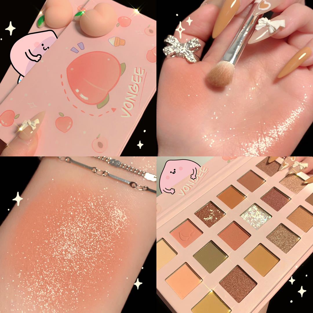 Earth - Toned Matte and Super Shiny Fart Peach Eyeshadow Palette for Beginners