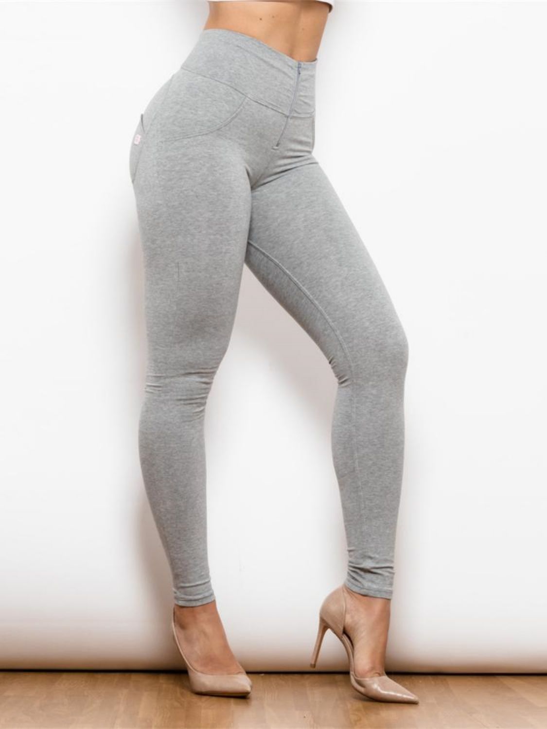 Full-Size High-Waist Leggings with Zip Details for Sporty Style