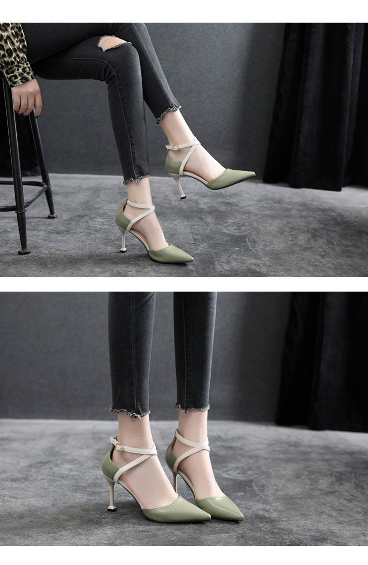 Stylish Pointed Toe High Heel Stilettos with Buckle and Colorful Options