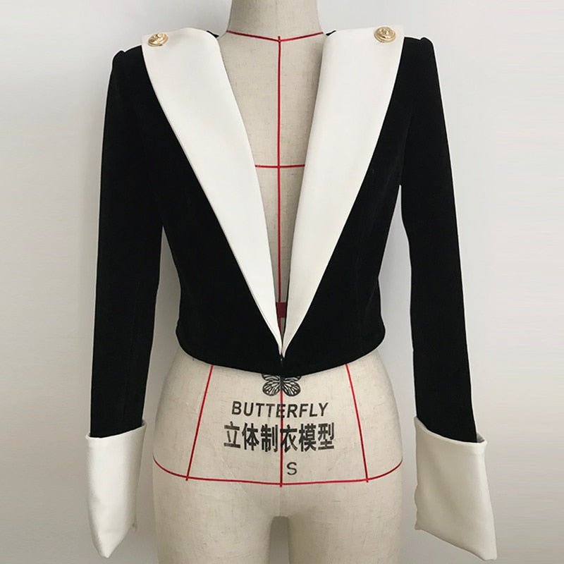 O'ZACKET Women's Spring/Autumn White Collar Short Polyester Cotton Blazer
