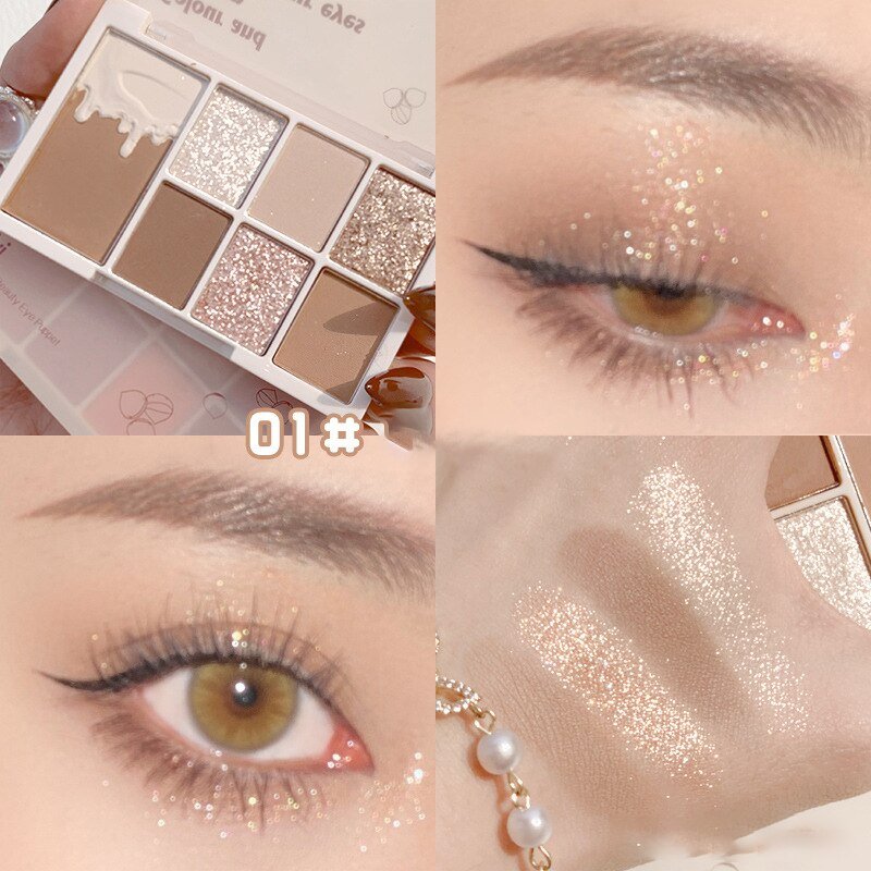 7 - Color Glitter Eyeshadow Palette: Matte, Shimmer, Long - Lasting and Waterproof