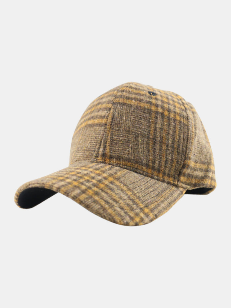 Adjustable Cotton Plaid Baseball Style Cap for Casual Wear