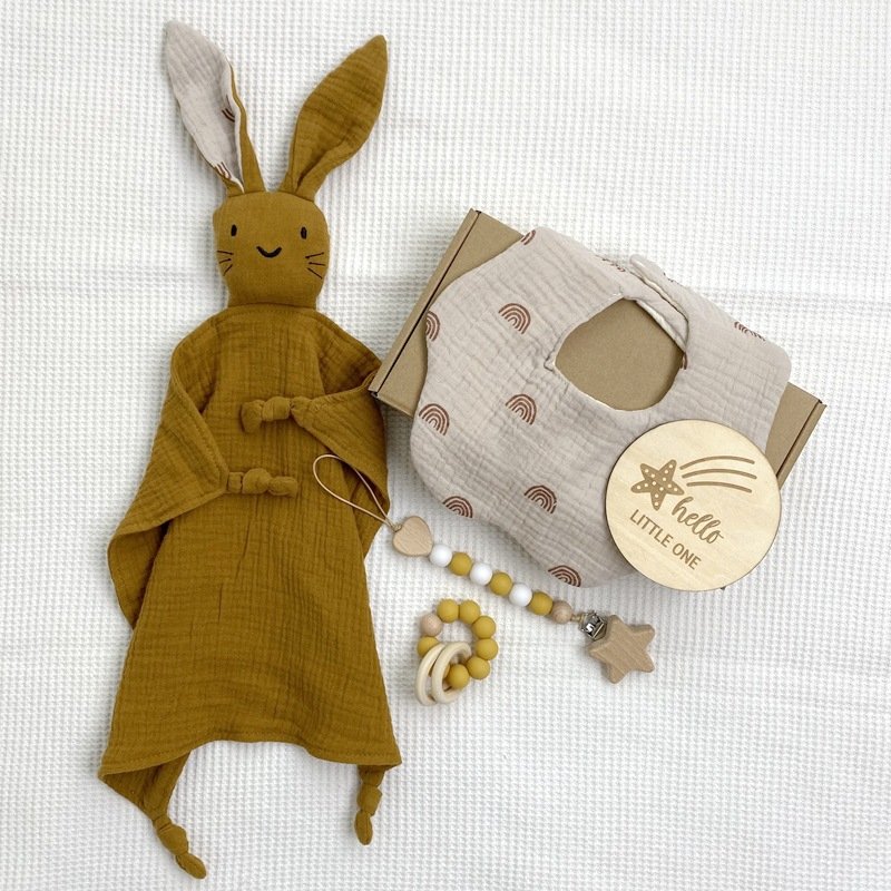 Adorable Solid - Color Cotton Baby Comfort Blanket Set