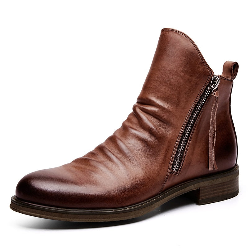Stylish Men's Winter Leather Martin Boots for Office and Outdoor Use