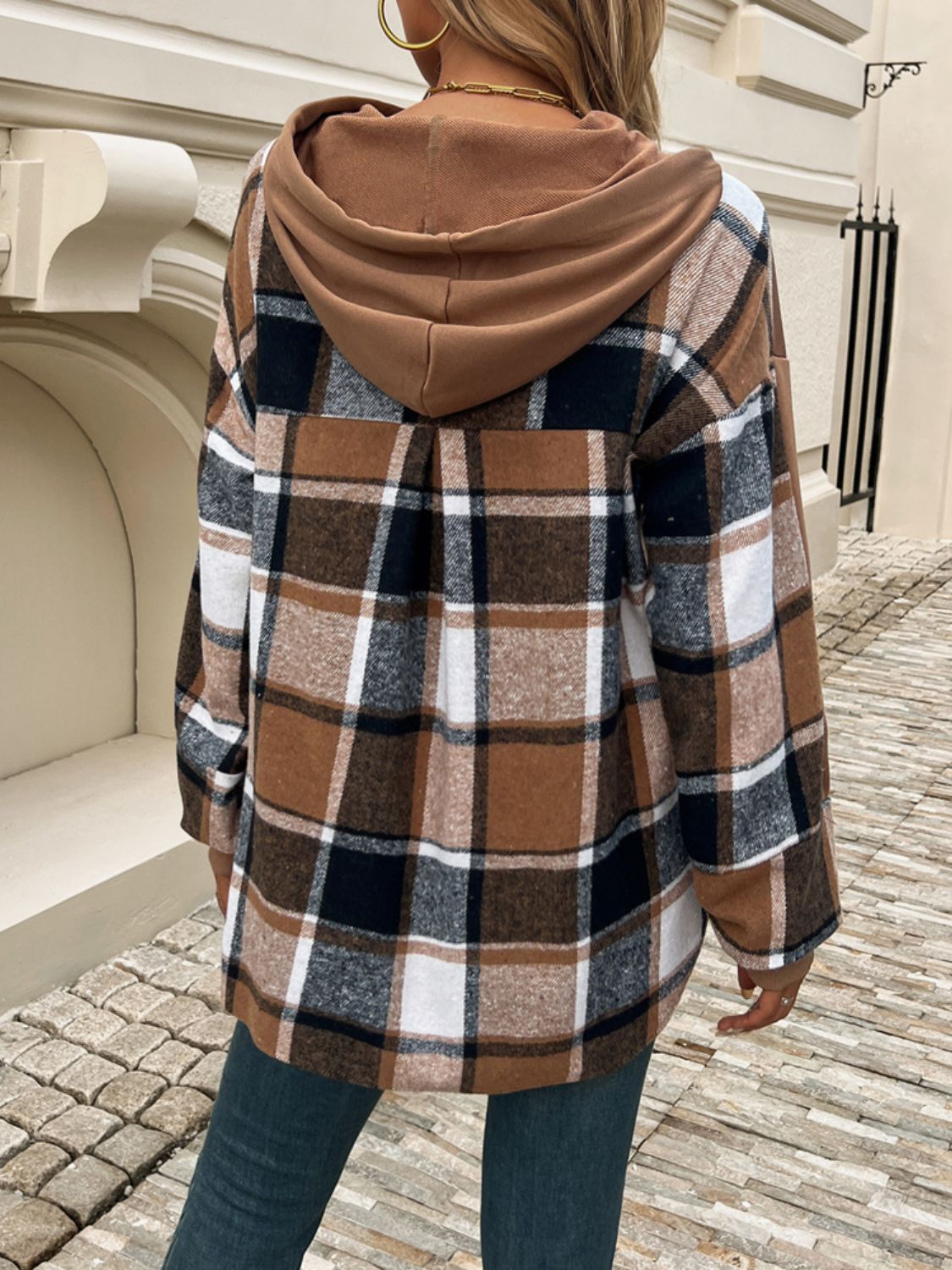 Divine Plaid Long Sleeve Drawstring Hoodie for Fashion Lovers
