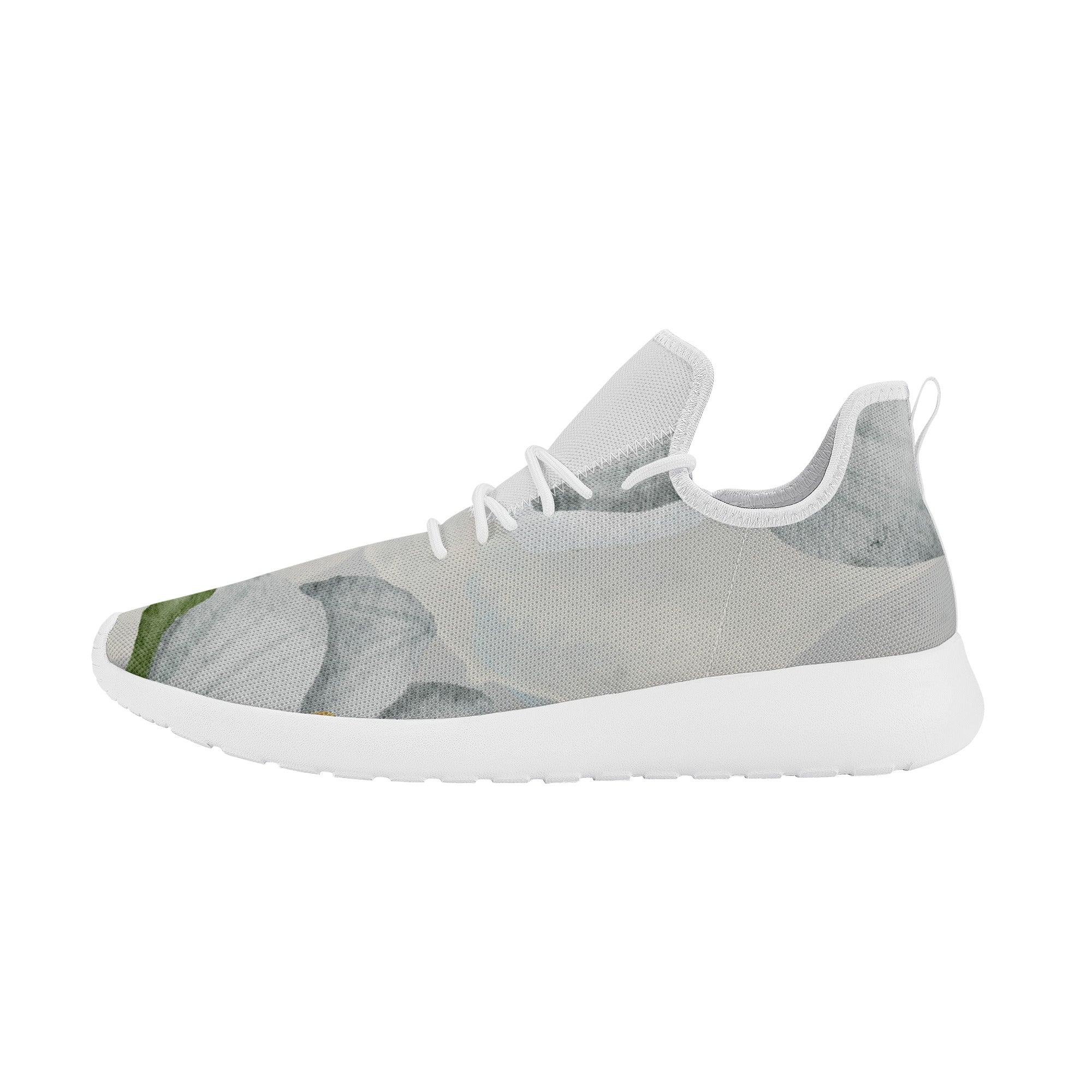 Men's Fashionable New Gray Soft Floral Mesh Knit Athletic Sneakers Designed by Dunbi