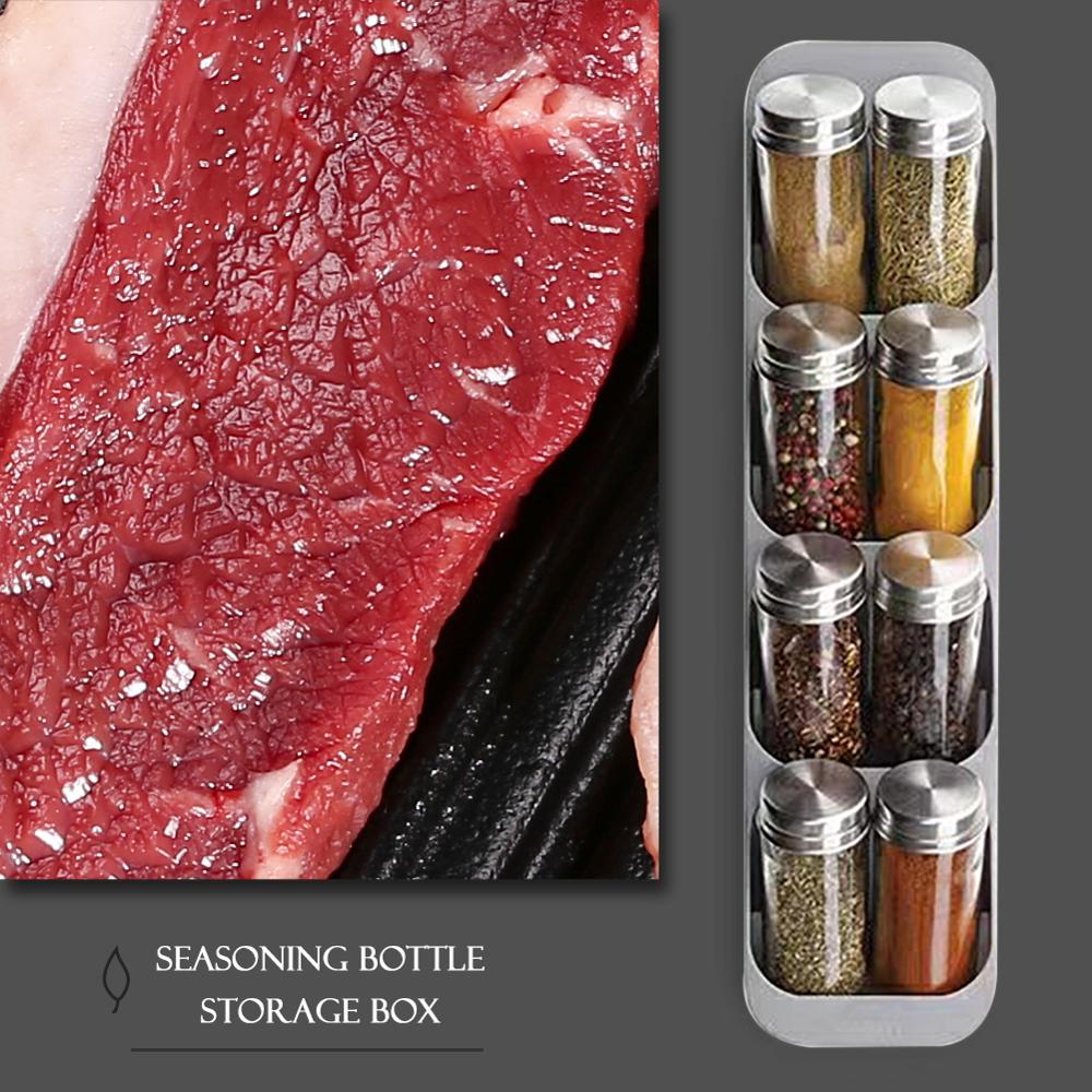 Eight-Slot Condiment Seasoning Bottle Storage Holder - 8 Grid Kitchen Organizer