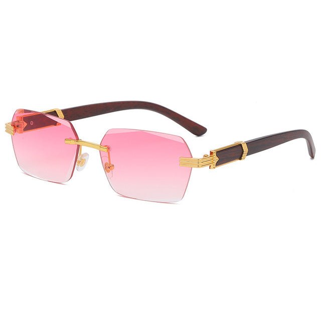 Stylish Frameless Eyeglasses with Exquisite Wood Grain Design