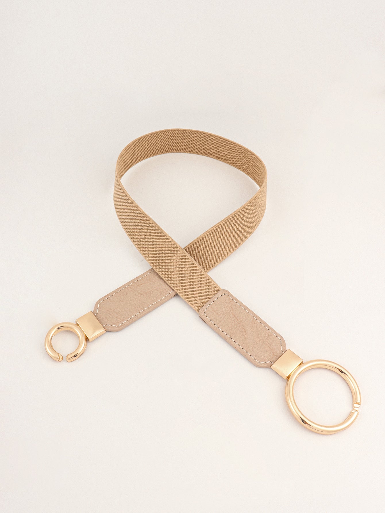 Elastic Double Ring Buckle PU Fashion Belt for Men and Women