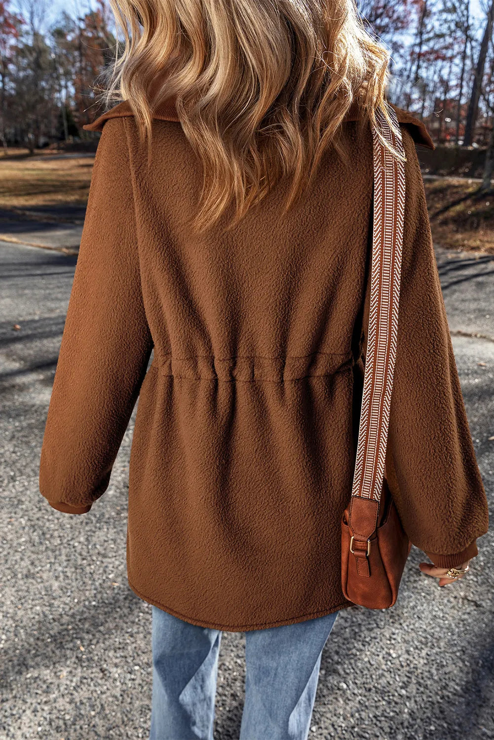 Long Sleeve Drawstring Half-Zip Polyester Sweatshirt