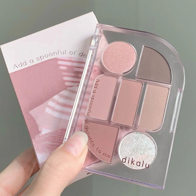 LANBENA 7 - Color Purple Orange Glitter Pearly Waterproof Eyeshadow Palette for Fashionable Eye Makeup
