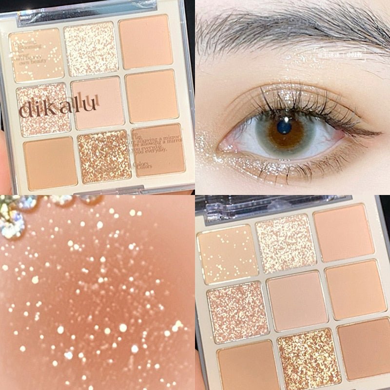 MOONBIFFY 9 - Color Long - Lasting Shimmer Matte Eyeshadow Palette for Korean - Style Makeup