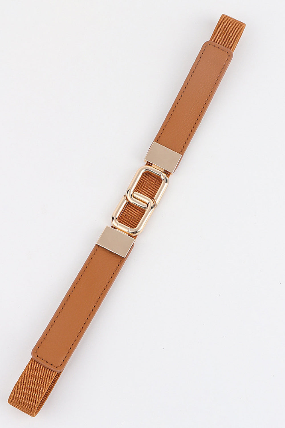 Elastic Double Buckle Geometric Design PU and Alloy Belt