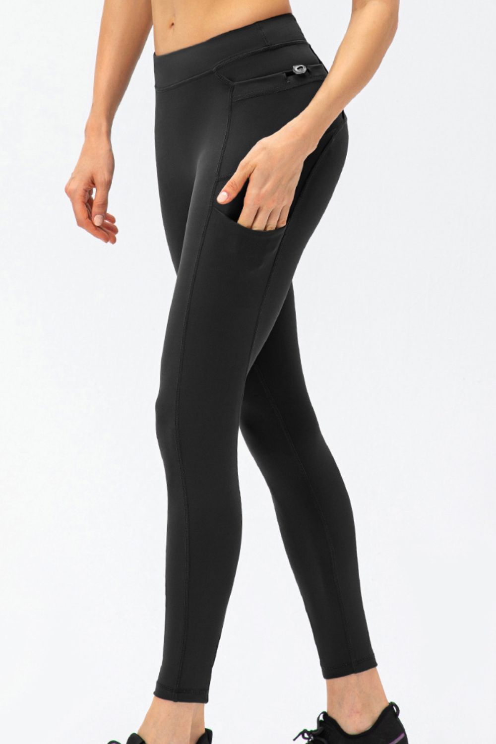 Full-Size High-Waisted Long Sports Pants with Pockets and Slim Fit