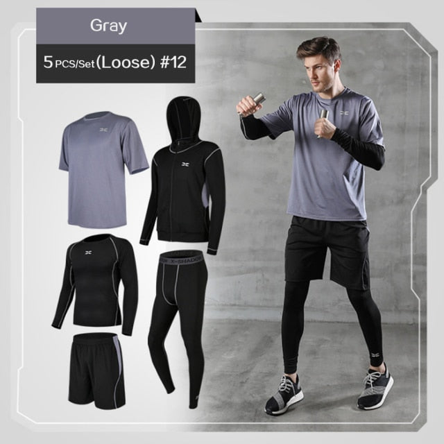 Breathable Men's Gym Fitness Compression Sports Tracksuit