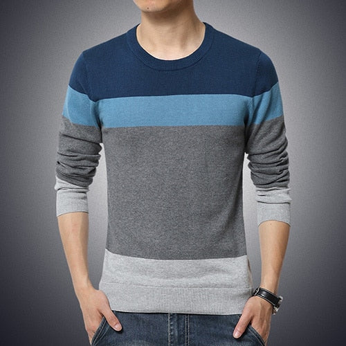 Men's Fashionable Computer - Knitted Pullover Cotton Sweater for Spring and Autumn
