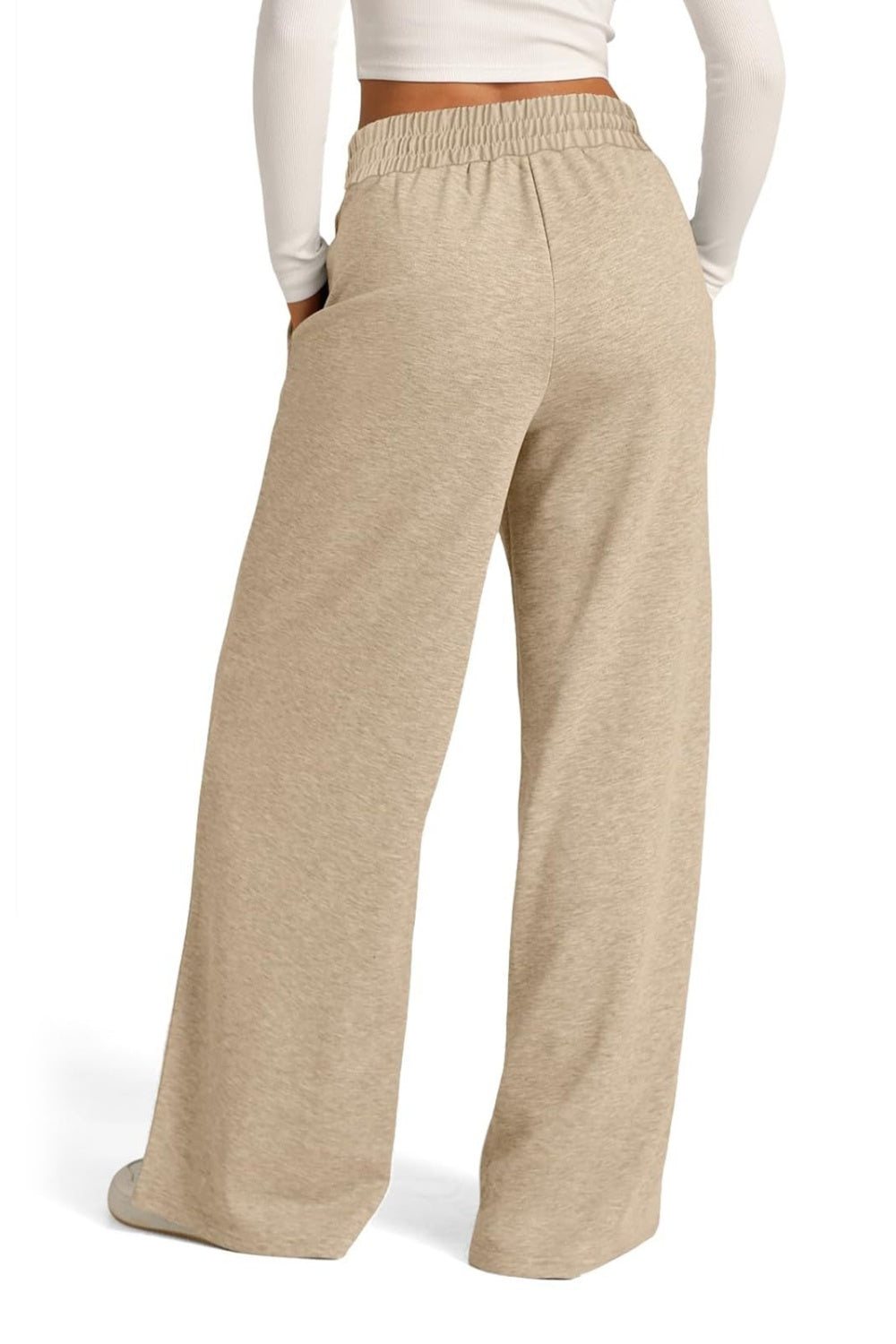 Fashionable Drawstring Elastic Waist Wide Leg Polyester Pants for Comfortable Wear