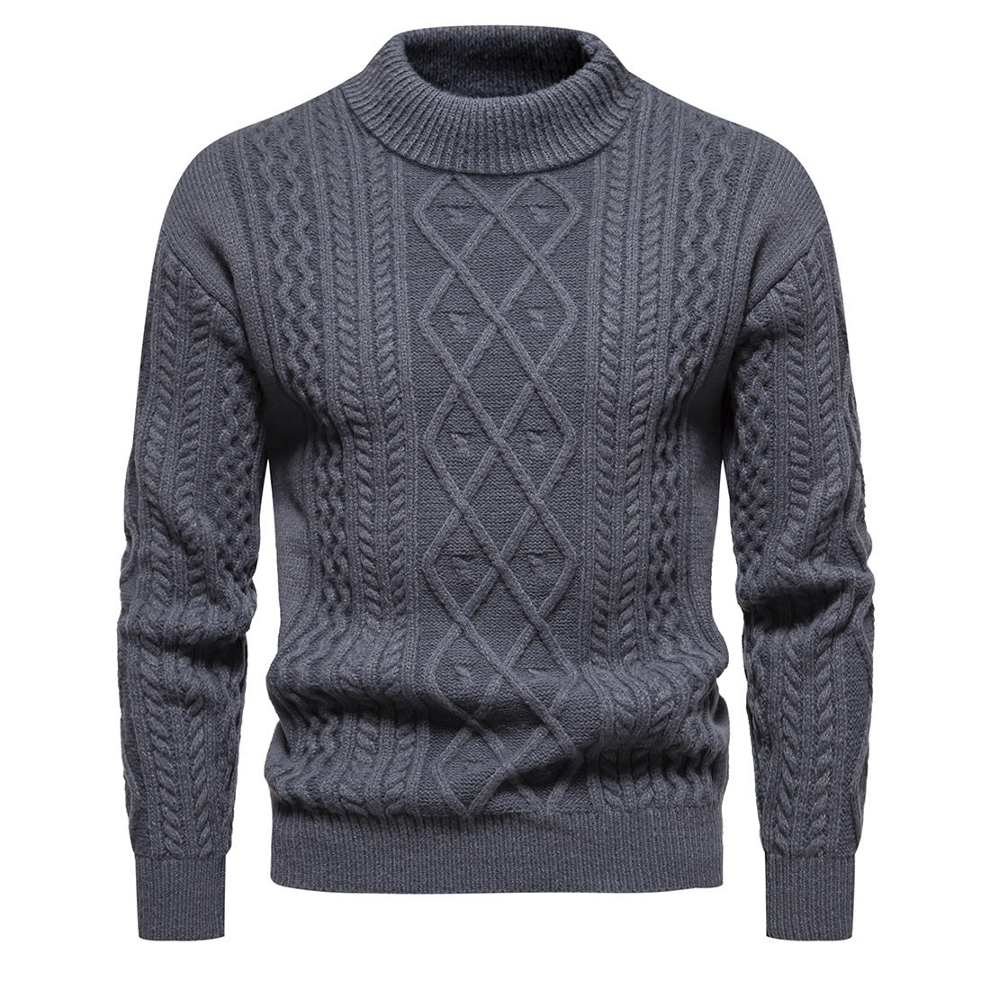 Men's Thickened Solid Color Round Neck Pullover Sweater as Bottoming Shirt