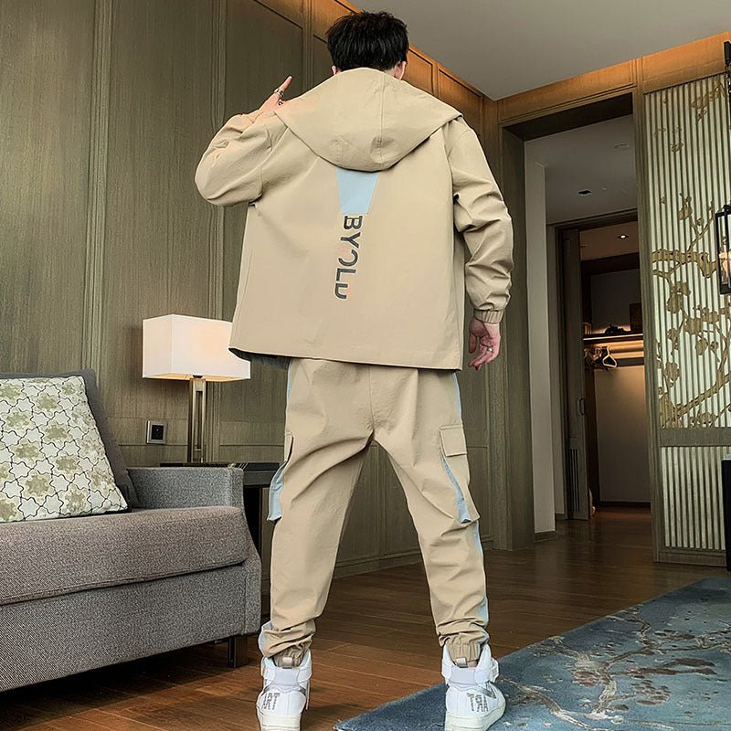 Trendy Men's Fashionable Jogging and Workout Two - Piece Casual Tracksuit Set with Jackets and Pants