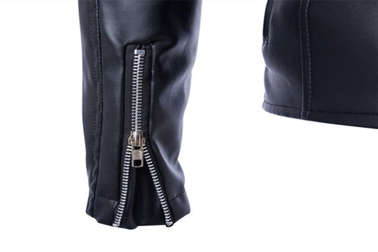 Stylish Men's PU Leather Jacket with Multiple Zip Lapels