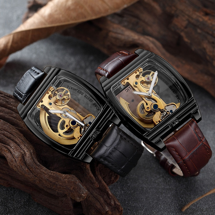 Gorben Luxury Men's Transparent Automatic Self - Winding Mechanical Wristwatch