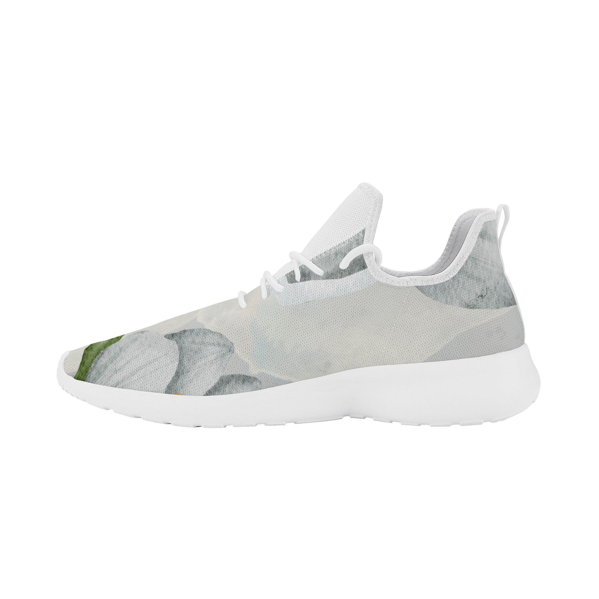 Men's Fashionable New Gray Soft Floral Mesh Knit Athletic Sneakers Designed by Dunbi