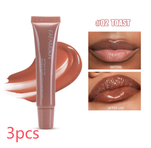 Waterproof and Long - Lasting Glossy Lip Glaze: Korean - Style Liquid Lipstick with a Mirror - like Finish in Tea Red, Ideal for Doodle Lip Makeup