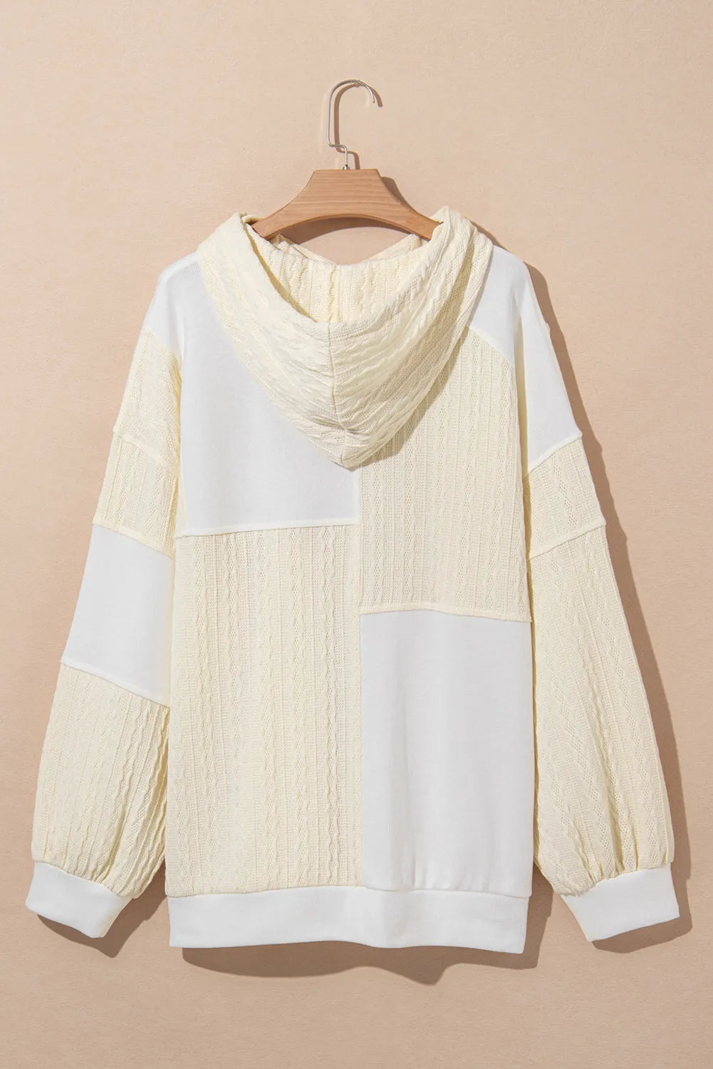 Oversized Drawstring Color - Blocked Long - Sleeve Hoodie for Plus Sizes