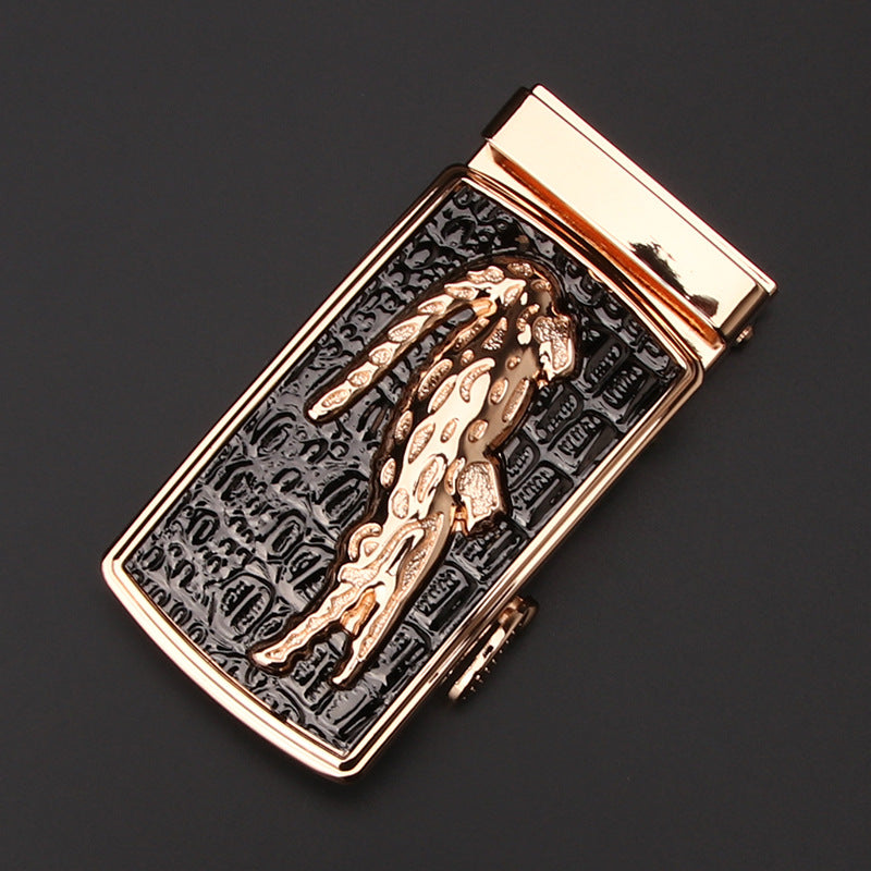 Men's Business Style Automatic Buckle Genuine Leather Belt for All Seasons