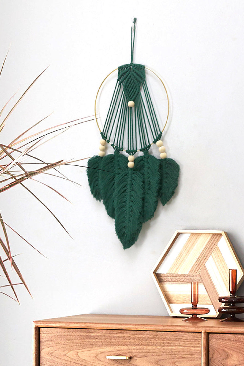 Handmade Feather Cotton Macrame Wall Hanging Decor for Home