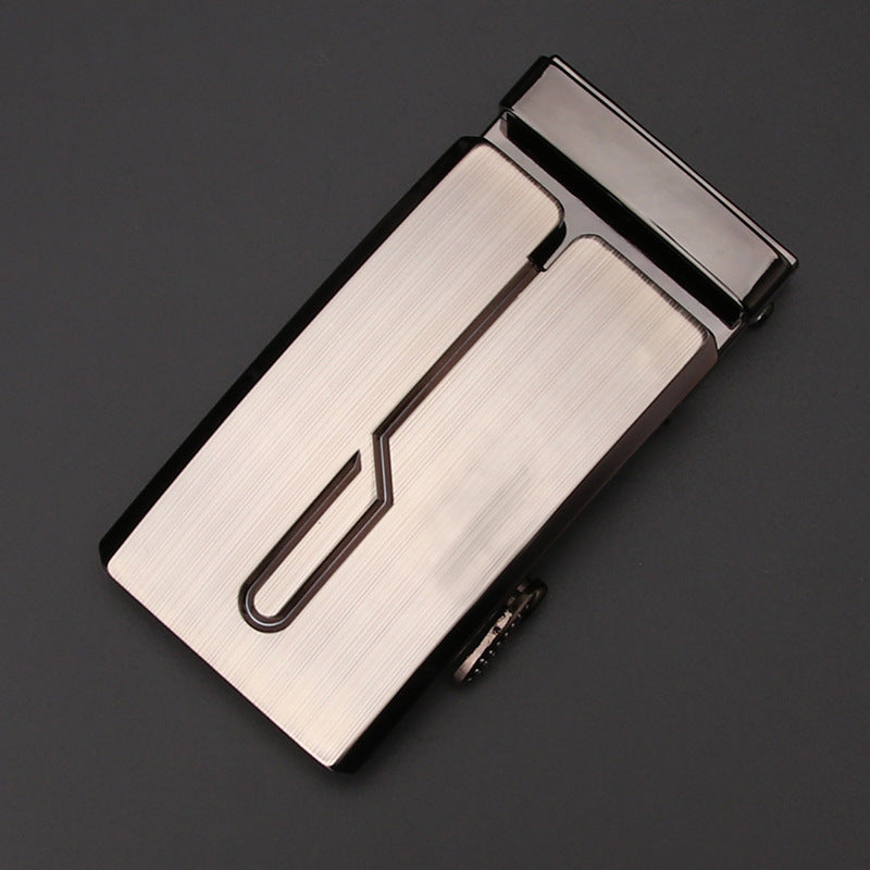 Men's Business Style Automatic Buckle Genuine Leather Belt for All Seasons