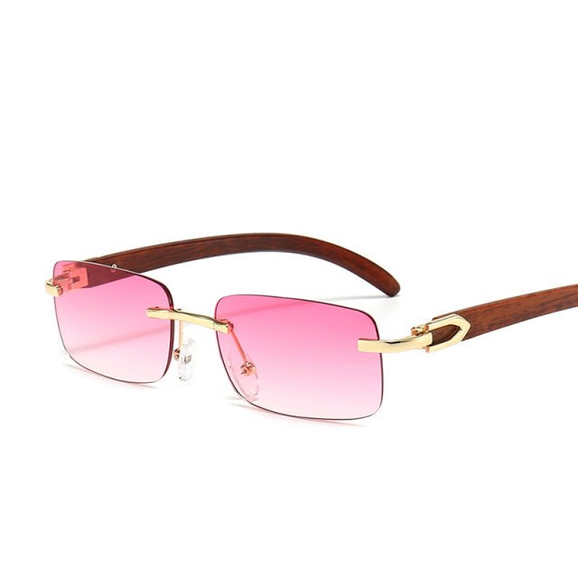 Stylish Frameless Eyeglasses with Exquisite Wood Grain Design