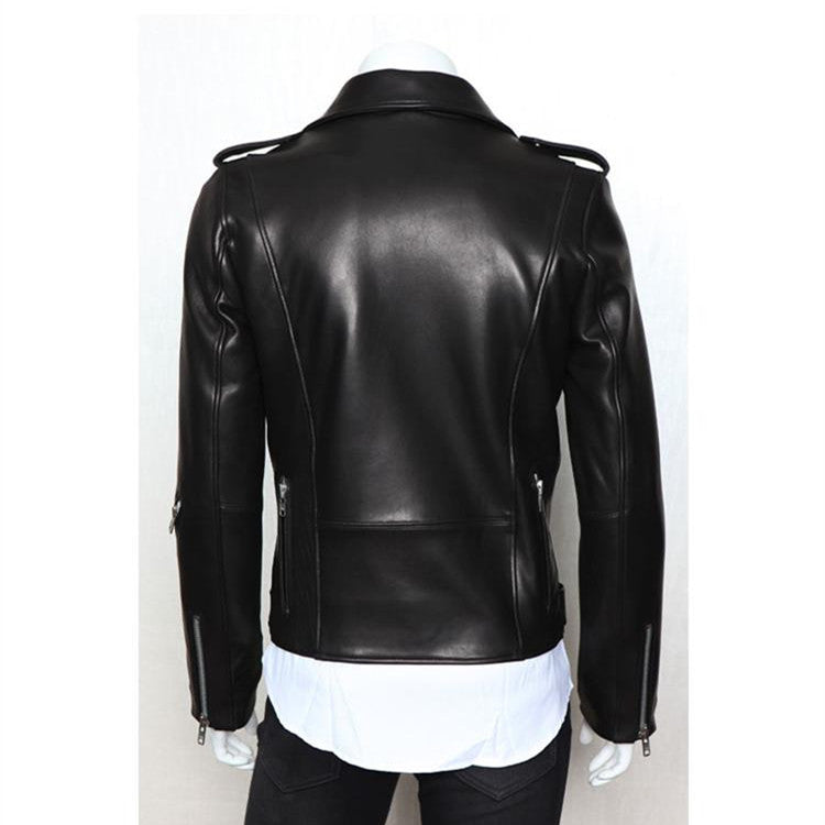 Stylish Men's PU Leather Jacket with Multiple Zip Lapels