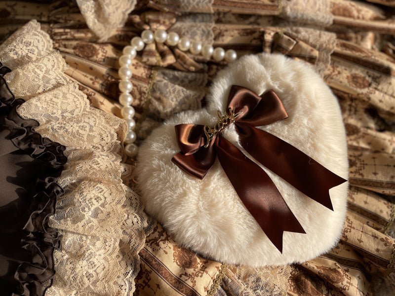 Adorable Lolita Heart-Shaped Pearl Chain Plush Tote Bag