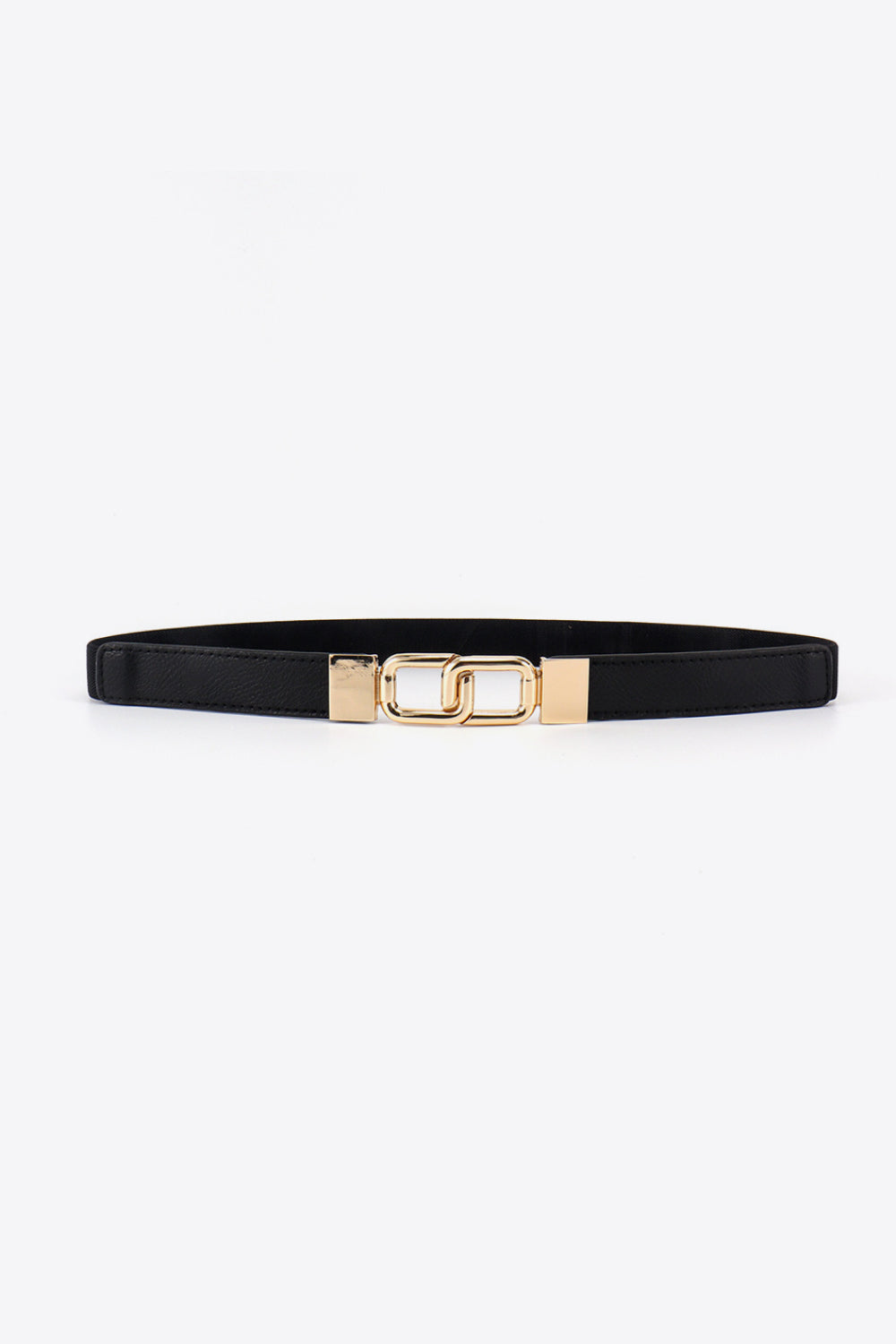 Elastic Double Buckle Geometric Design PU and Alloy Belt