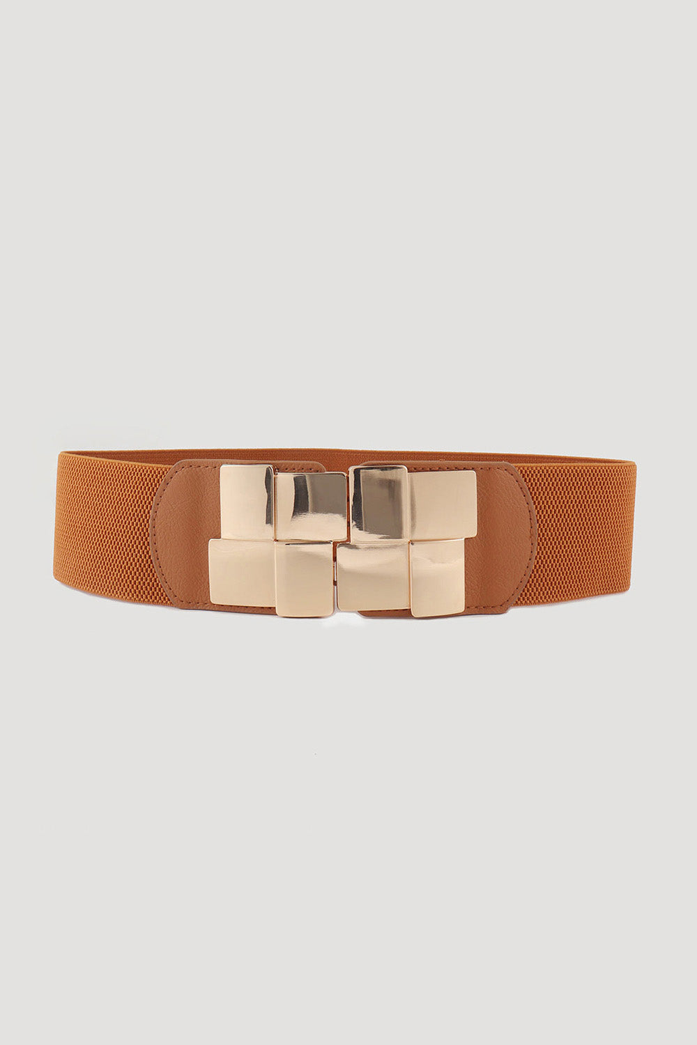 Fashionable Geometric Design Zinc Alloy Buckle Elastic Wide Waist Belt for Men and Women