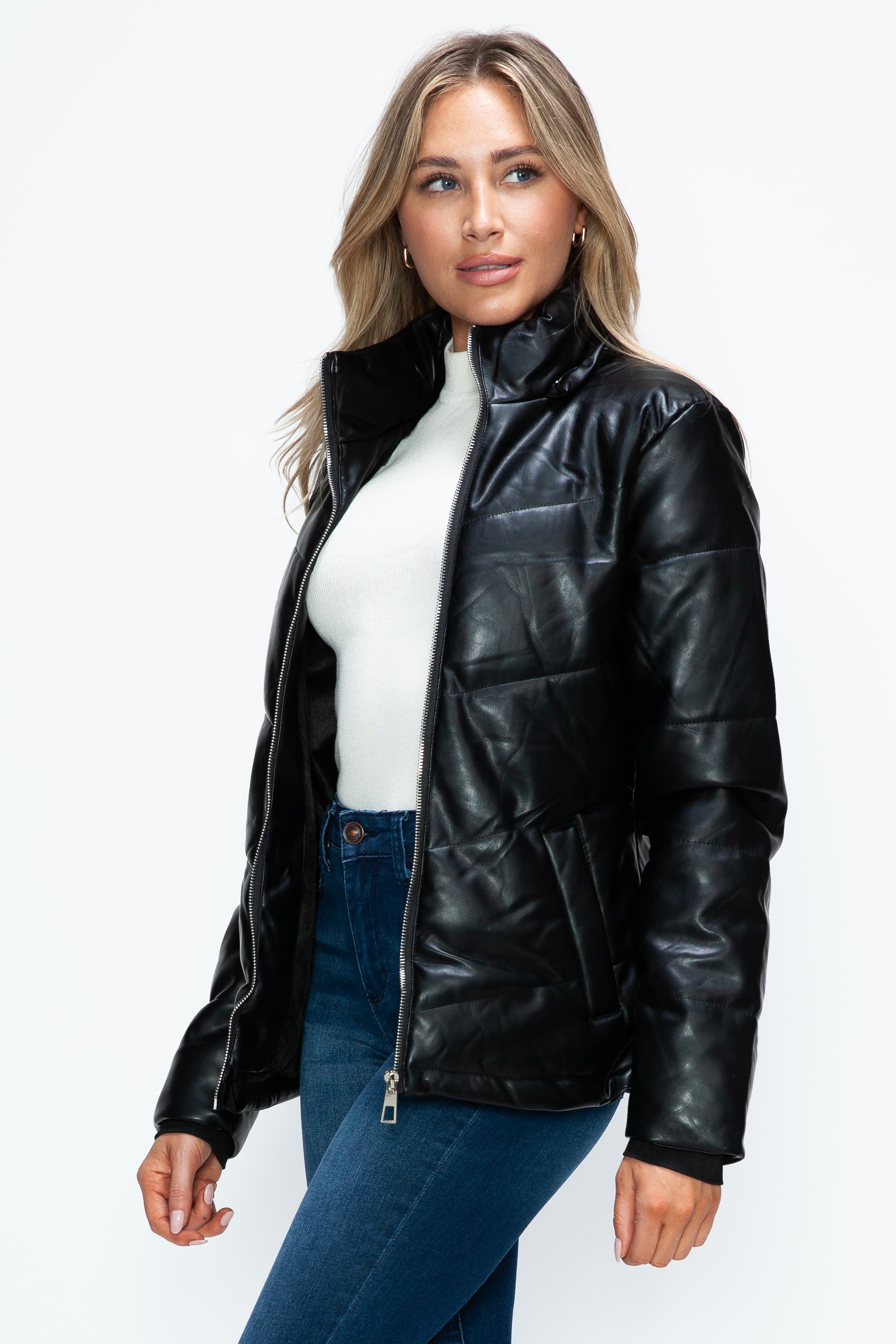 Versatile Pocketed Zip-Up Puffer Jacket with Detachable Hood