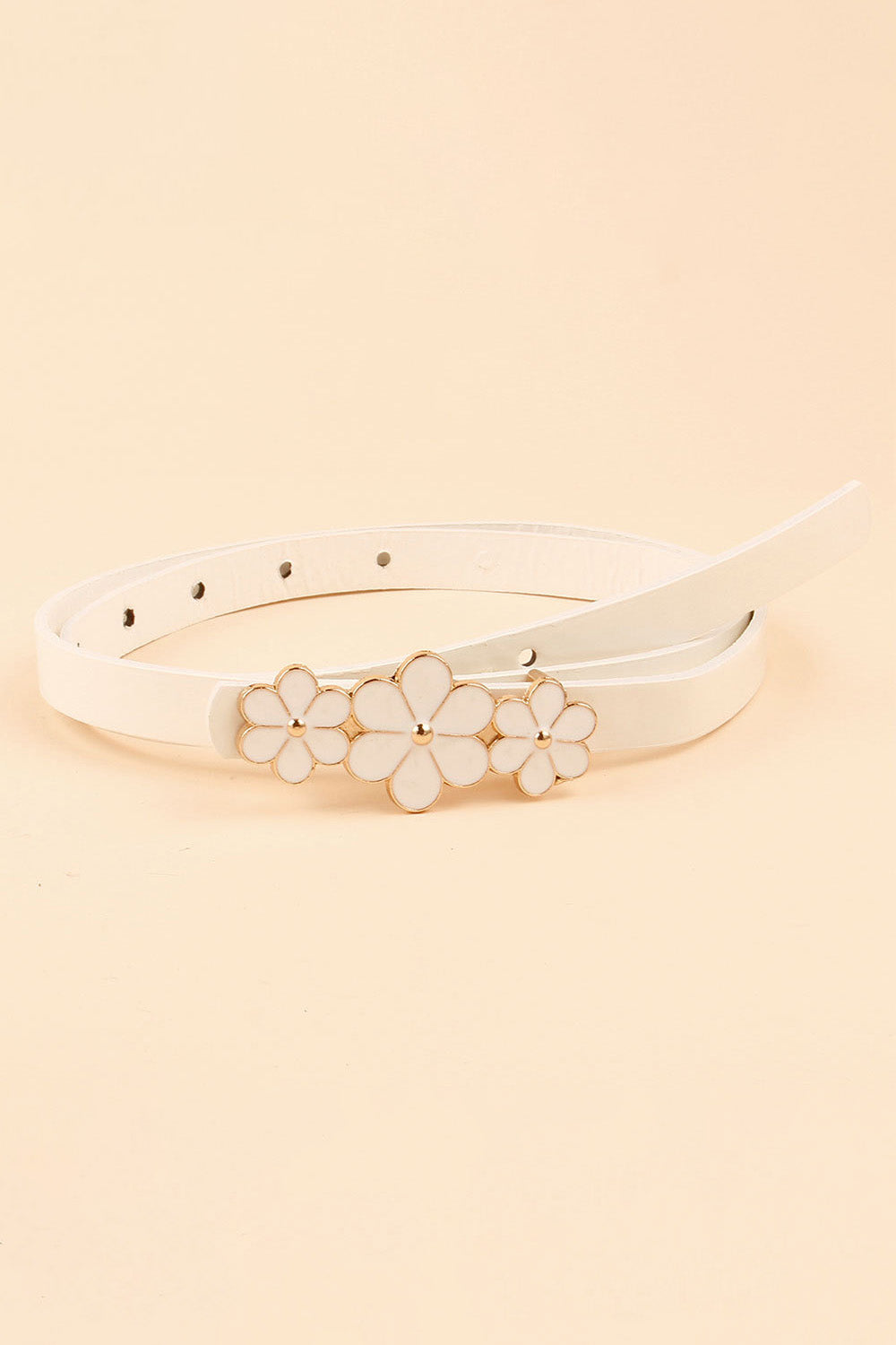 Stylish Flower - Embellished Skinny PU Imported Belt