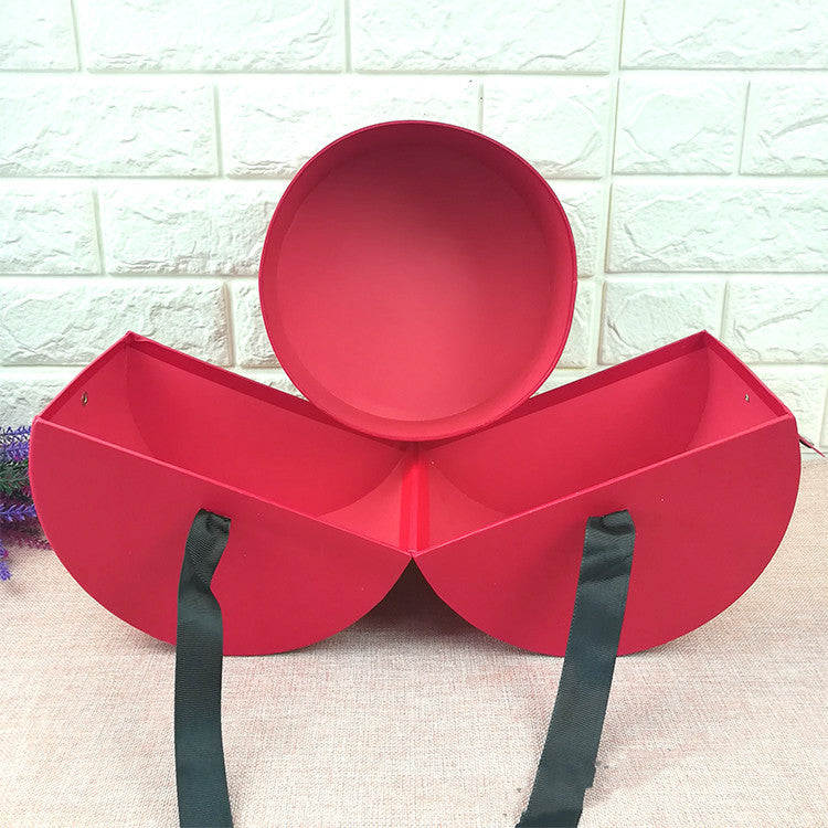 Valentine's Day Round Paper Gift Box with Side Opening for Presents