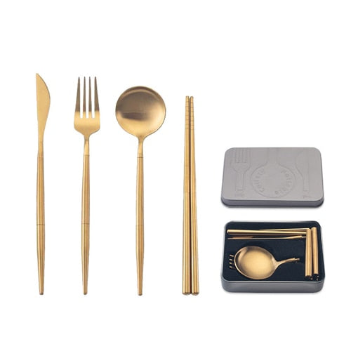 UKCOZY Pocket-Sized Portable Stainless Steel Dinnerware Set for Cake, Dessert, and Steak - Splittable Tableware Cutlery Ideal for Various Occasions