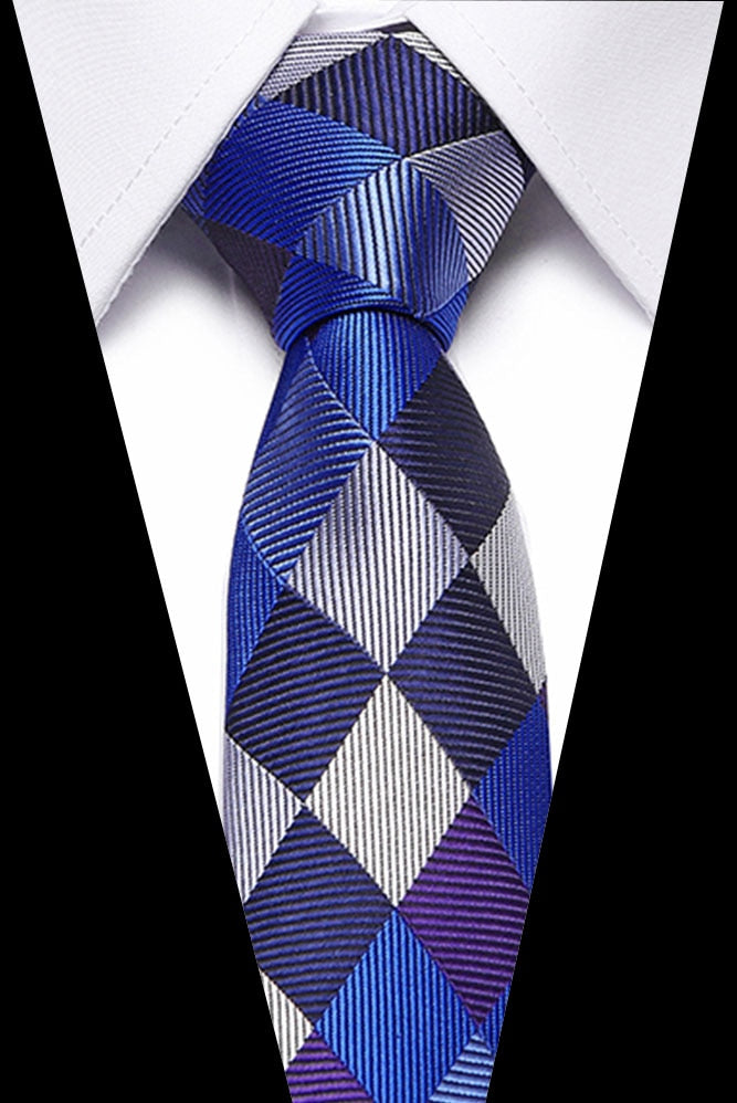 KissLuck Men's 100% Silk Classic Plaid Neckties in Multiple Colors