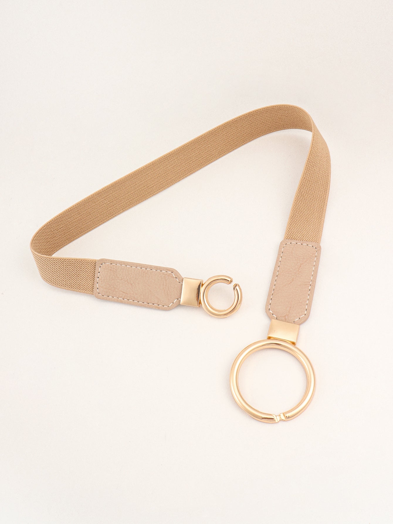 Elastic Double Ring Buckle PU Fashion Belt for Men and Women