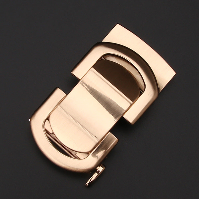 Men's Business Style Automatic Buckle Genuine Leather Belt for All Seasons